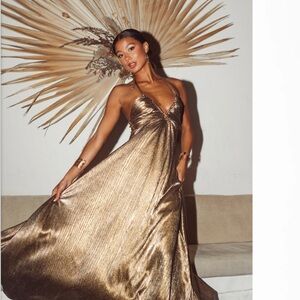 Show Me Your Paros Gold Maxi Dress